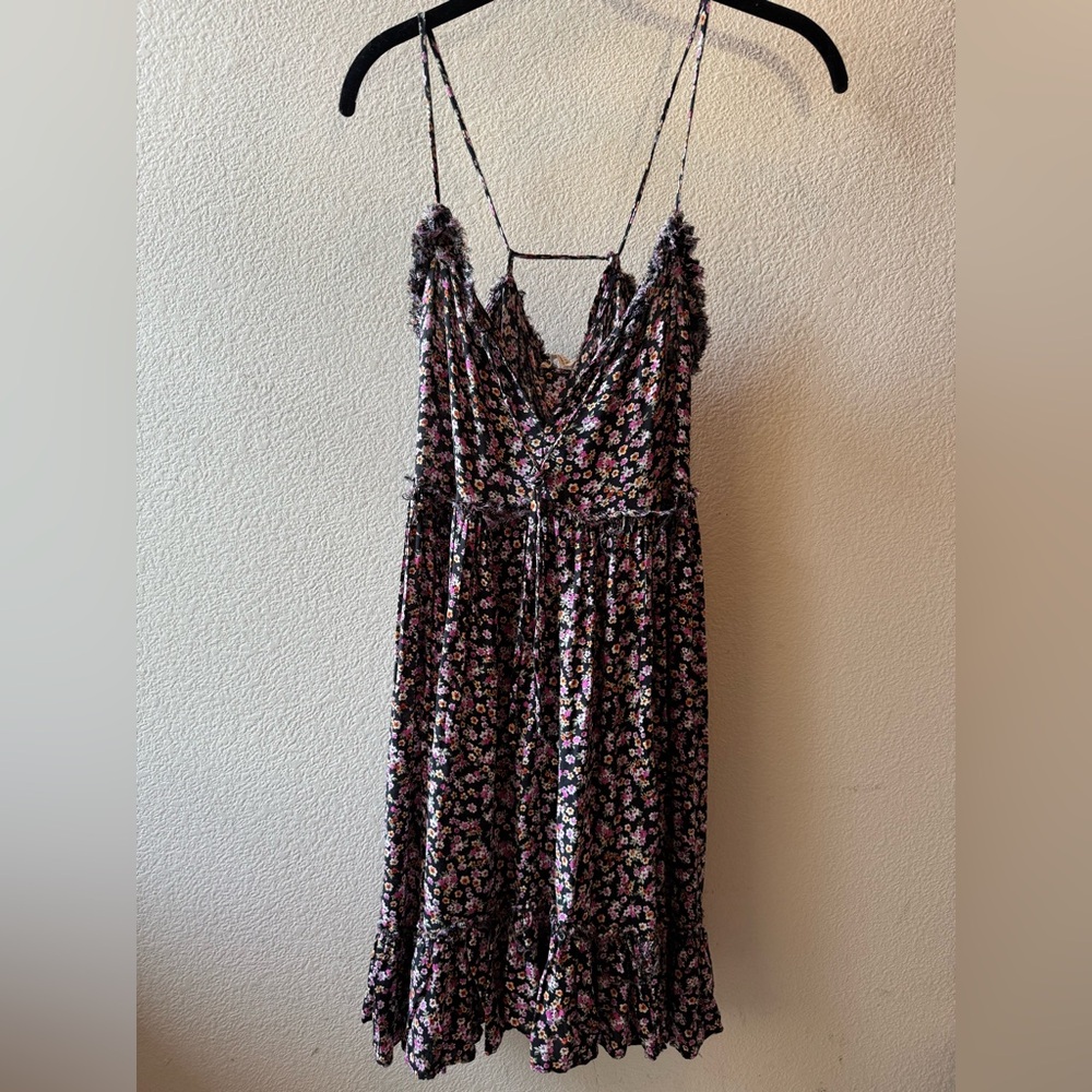Lovestitch Black and Pink Floral Mini Dress